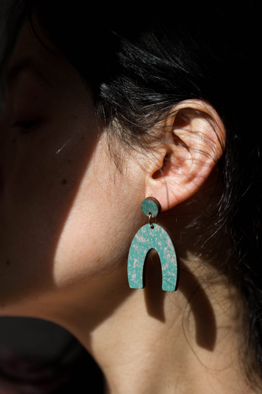 SALE: Dappled Arch Earrings Mint Green