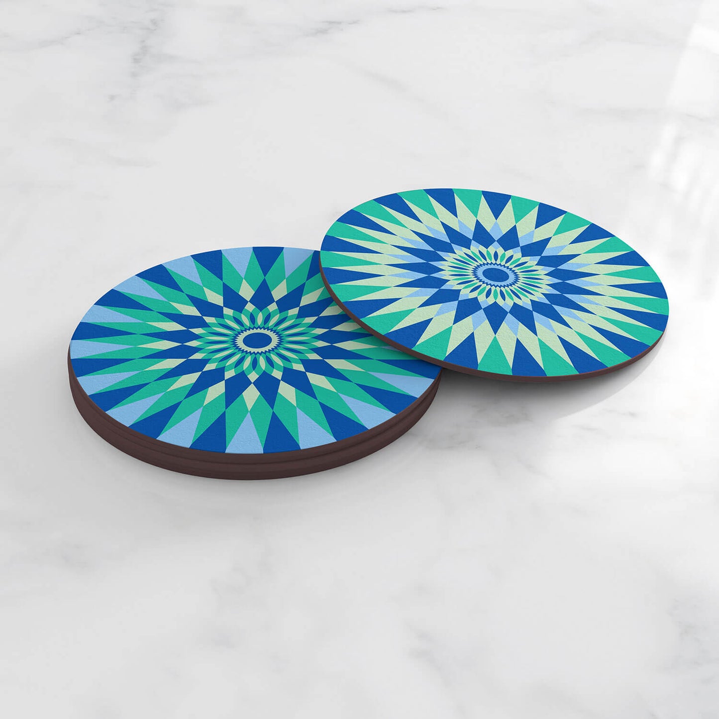 Geometric Blue Coasters