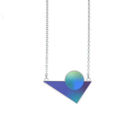 Cosmic Triangle Necklace Blue