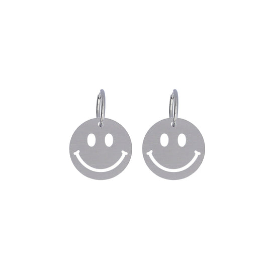 Silver Smiley Face Earrings