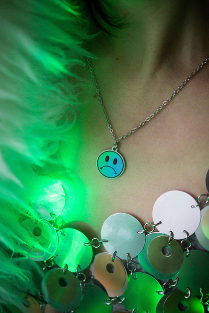 Smiley Face Necklace Green