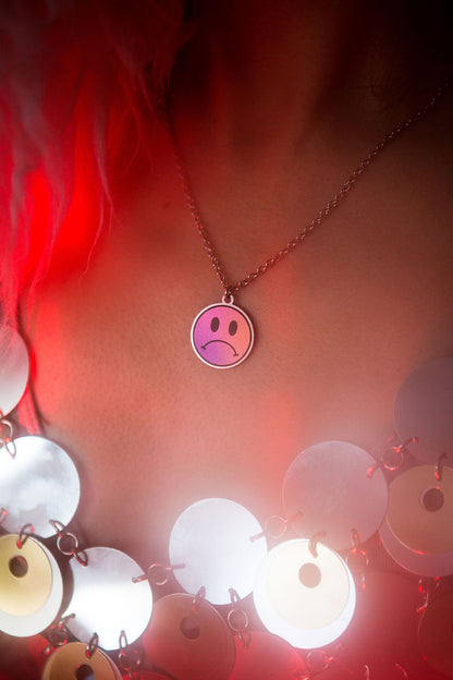 Smiley Face Necklace Pink