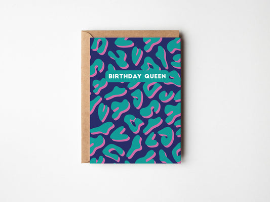 Birthday Queen Leopard Print Card